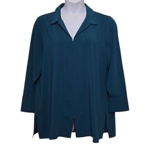 Chico's Tunic Blouse Top Size XL 16/18 Chain Trim Career